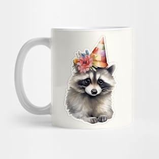 Raccoon Princess in floral cone hat Mug